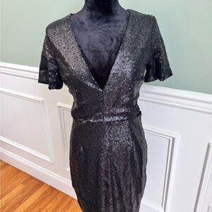 Sugarlips Black Sequin V-Neck Mini Dress